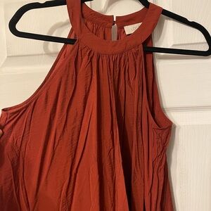 LOFT Satin Rust Orange Sleeveless Halter Dress